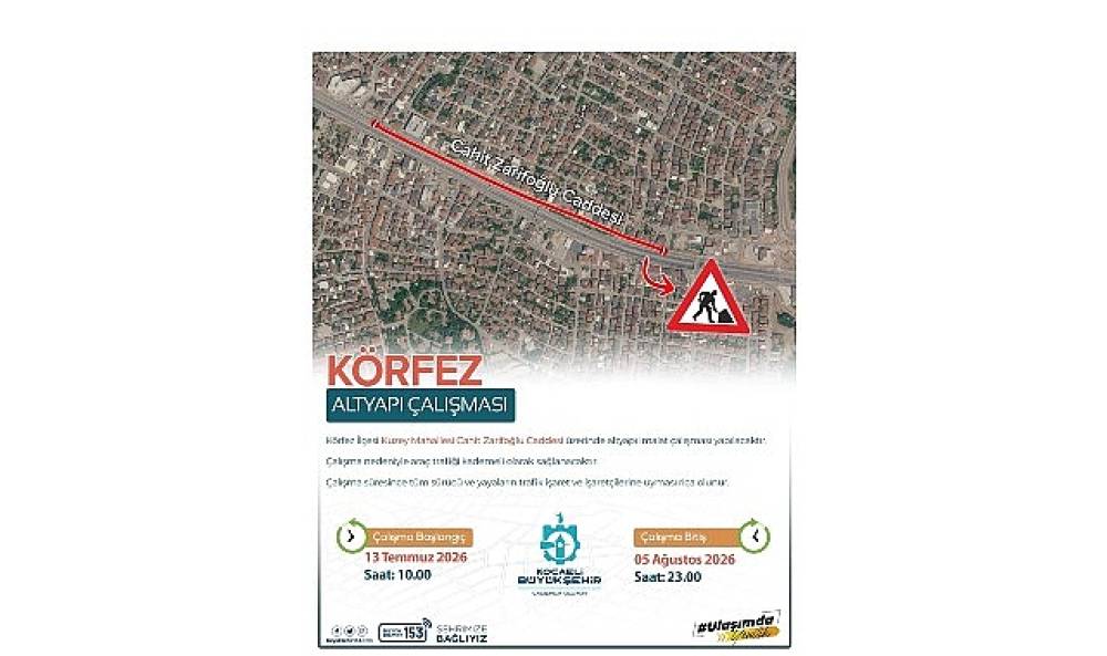 K&ouml;rfez Cahit Zarifoğlu Caddesi trafiğe kapatılacak